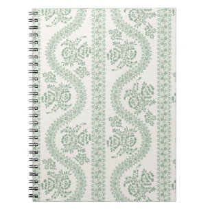 Cuaderno Raya floral verde salvia, crema vintage