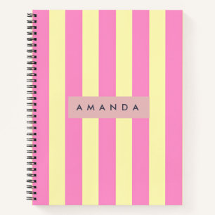 Cuaderno Raya Personalizada Rosa Pastel y Amarillo Dulce