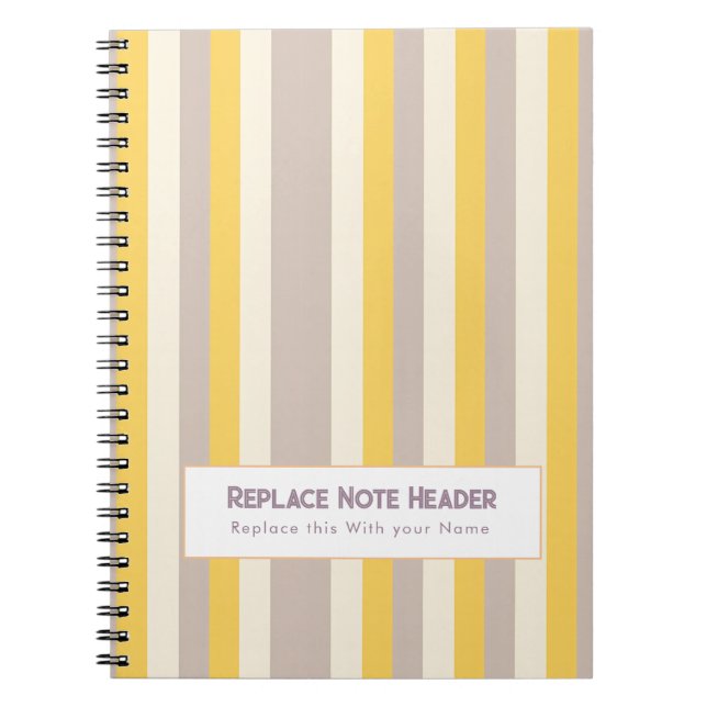 Cuaderno Raya Vertical Personalizada Amarillo Lavanda (Frente)