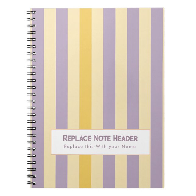 Cuaderno Raya Vertical Personalizada Amarillo Lavanda (Frente)