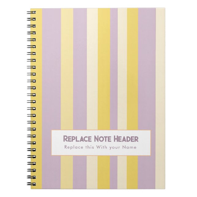 Cuaderno Raya Vertical Personalizada Amarillo Lavanda (Frente)