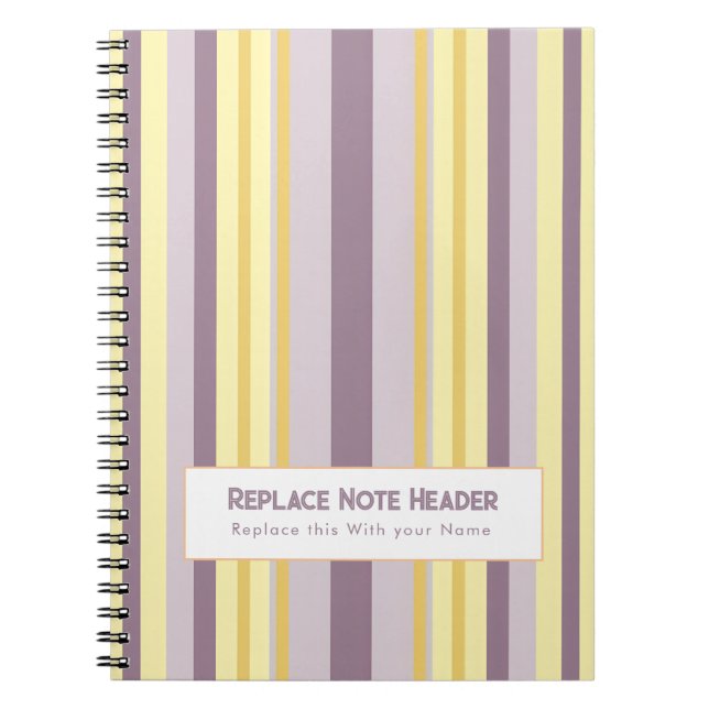 Cuaderno Raya Vertical Personalizada Amarillo Lavanda (Frente)
