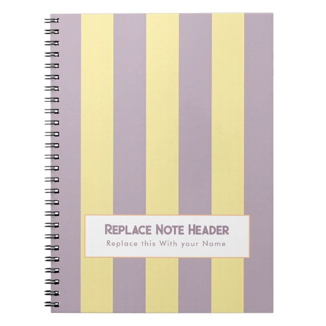 Cuaderno Raya Vertical Personalizada Amarillo Lavanda (Frente)