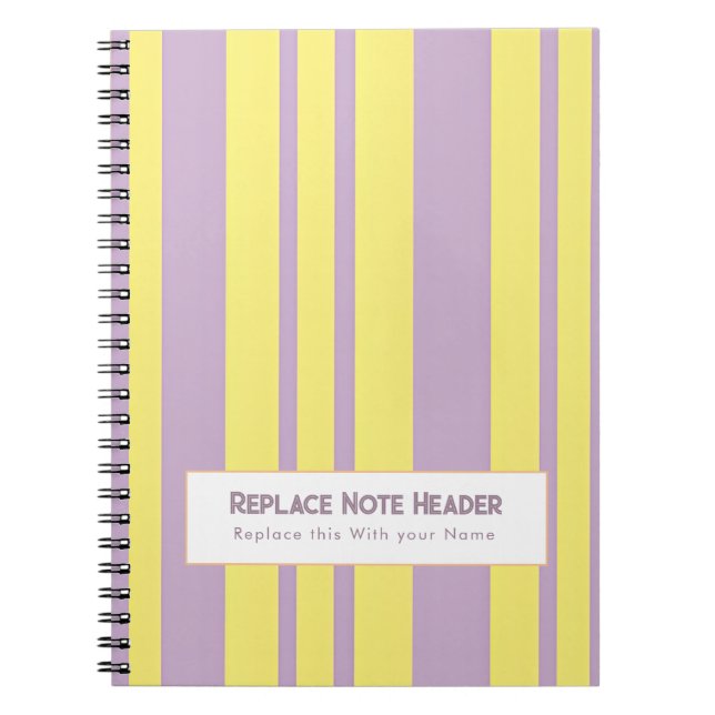 Cuaderno Raya Vertical Personalizada Amarillo Lavanda (Frente)