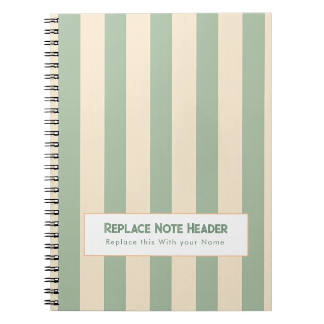 Cuaderno Raya Vertical Personalizada Verde Crema (Frente)