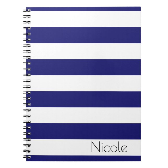 Cuaderno rayado azul de medianoche personalizado (Frente)