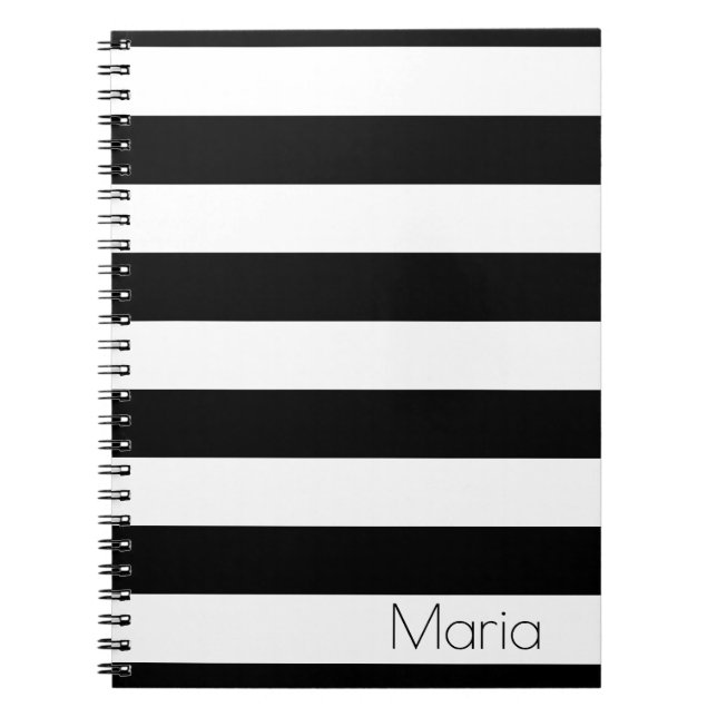 Cuaderno rayado blanco y negro personalizado (Frente)