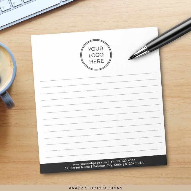 Cuaderno Rayado con Logotipo de Negocio Simple Mod (Notepad shown in 5.5 x 6 inches. Add your logo and business information. )