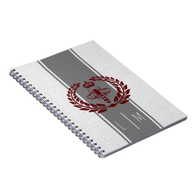 Cuaderno rayado de abeja real gris y rojo (Lado Derecho)