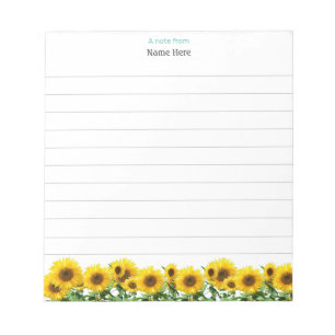 Cuaderno rayado de girasoles hermosos