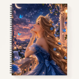 Cuaderno rayado de Princesa azul bonito