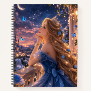 Cuaderno rayado de Princesa azul bonito