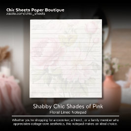 Cuaderno Rayado Floral de Tonos Rosa Shabby Chic