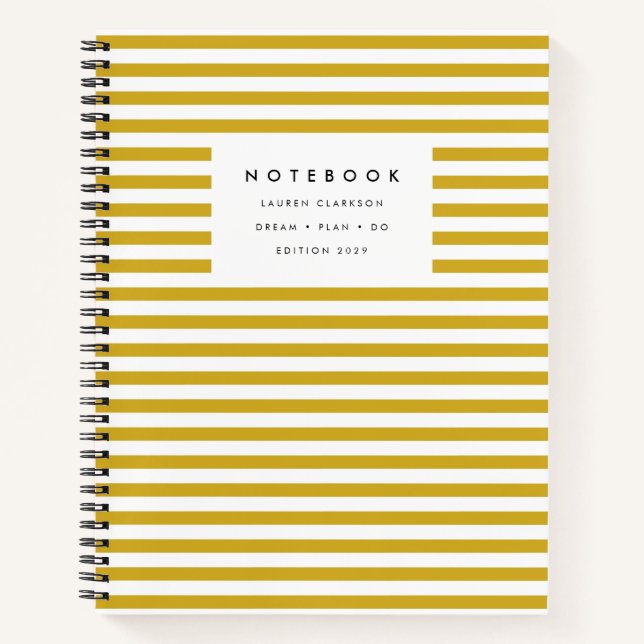 Cuaderno rayado moderno de color amarillo mostaza (Anverso)