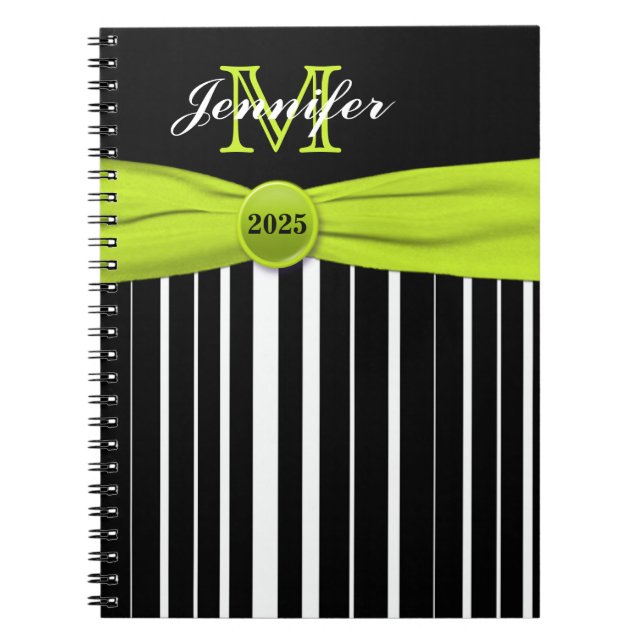 Cuaderno rayado personalizado lima negro y blanco (Frente)