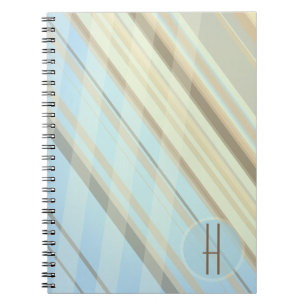 Cuaderno Rayas abstractas/Azul claro y sepia/Monograma