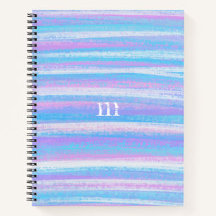 Cuaderno Rayas acrílicas pintadas de color turquesa rosa mo