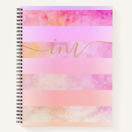 Cuaderno Rayas amarillas monogramadas en acuarela