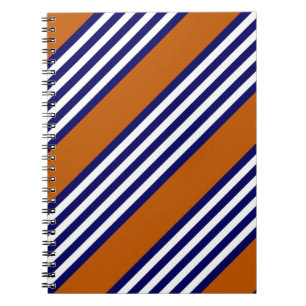 Cuaderno Rayas azul y blanca de la marina con naranja quema
