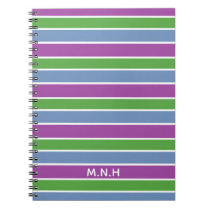 Cuaderno Rayas azules moradas verdes personalizadas