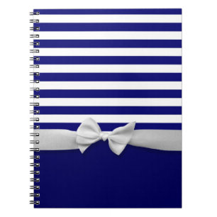 Cuaderno Rayas azules náuticas y gráfico blanco del arco