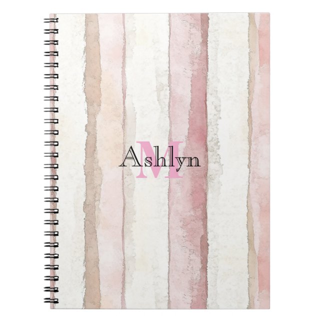 Cuaderno Rayas Beige Blanco Rosa (Frente)