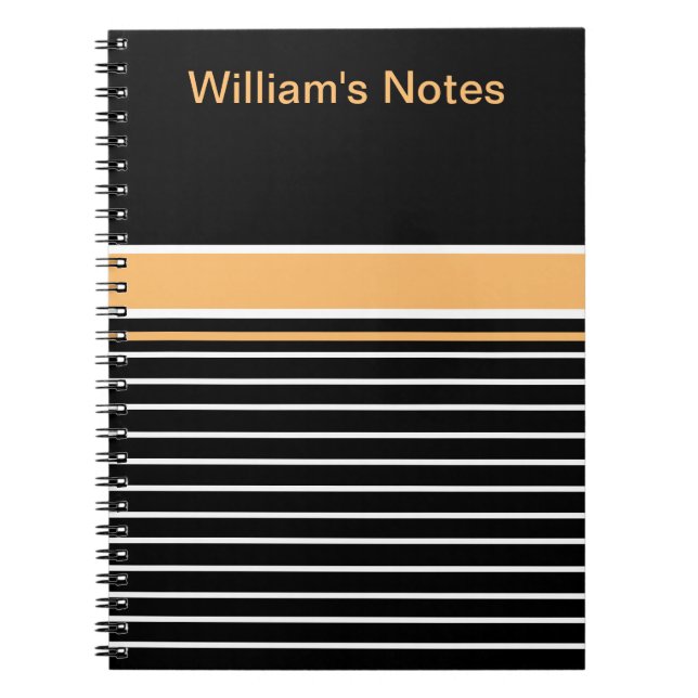 Cuaderno Rayas blancas amarillas negras personalizadas (Frente)