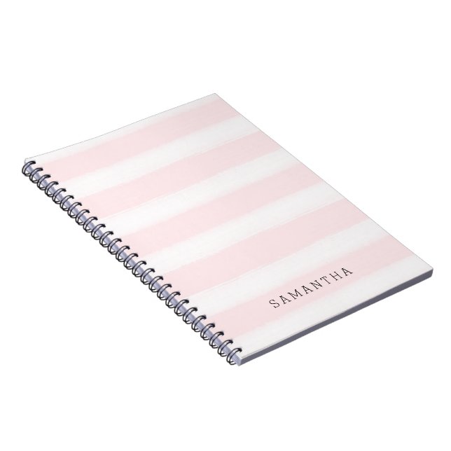 Cuaderno Rayas blancas blancas de color rosa suave (Lado Derecho)