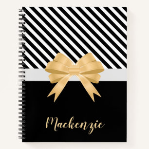 Cuaderno Rayas blancas negras Goldem Bow
