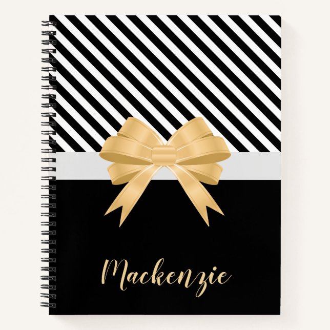 Cuaderno Rayas blancas negras Goldem Bow (Anverso)