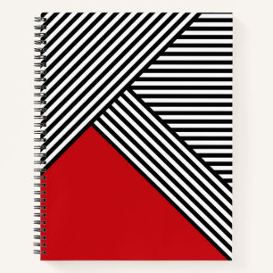 Cuaderno Rayas blancas y negras con triángulo rojo