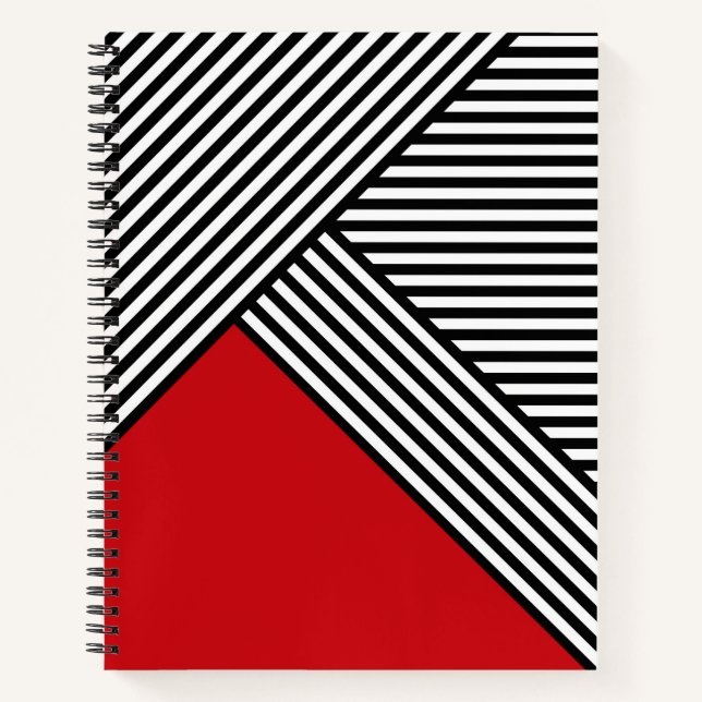 Cuaderno Rayas blancas y negras con triángulo rojo (Anverso)