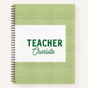 Cuaderno Rayas blancas y verdes lima profesor nombre c