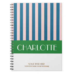 Cuaderno Rayas Coloridas Elegantes Personalizadas con Monog