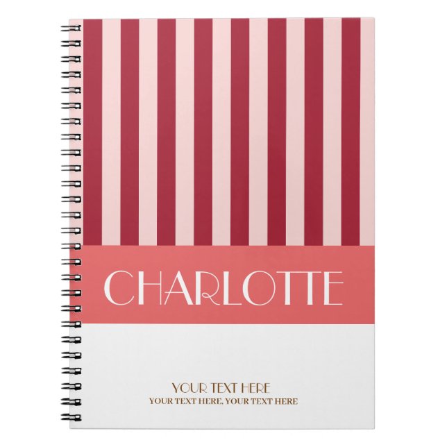 Cuaderno Rayas Coloridas Personalizadas Monogramadas (Frente)