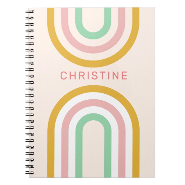 Cuaderno Rayas con arco retro Pastel Rosa Mínimo (Frente)