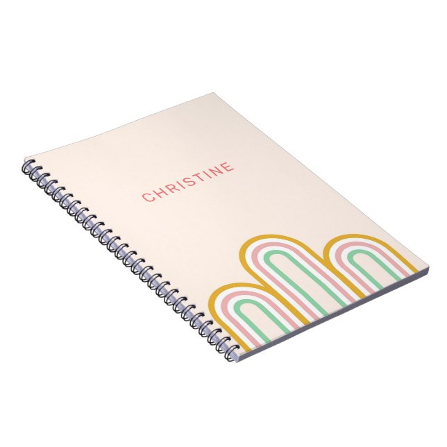 Cuaderno Rayas con arco retro Pastel Rosa Mínimo (Lado Derecho)