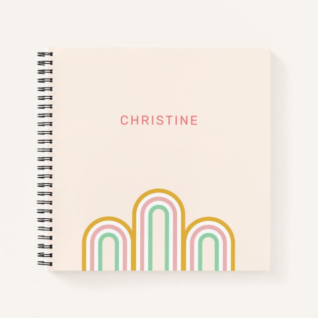 Cuaderno Rayas con arco retro Pastel Rosa Mínimo (Anverso)