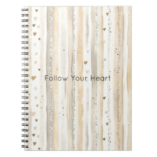 Cuaderno Rayas Corazones Blanco Crema