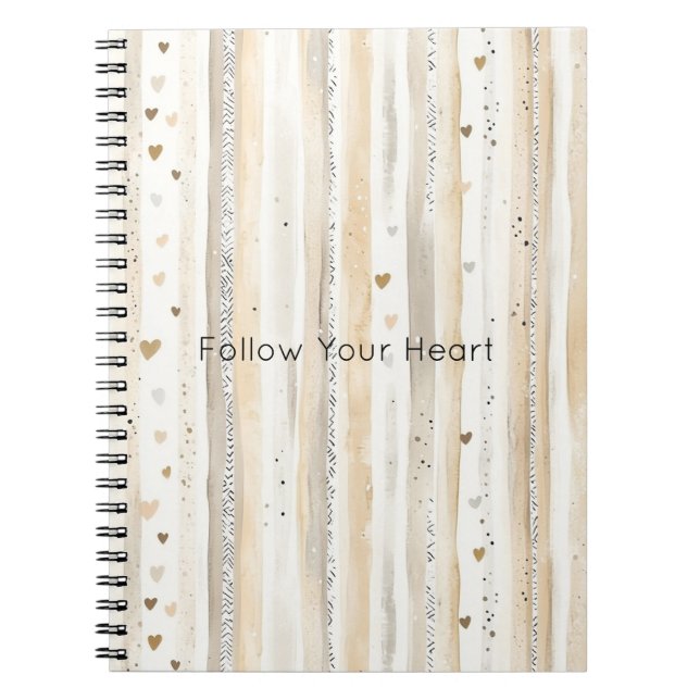 Cuaderno Rayas Corazones Blanco Crema (Frente)