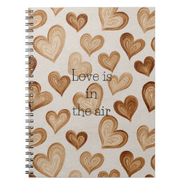 Cuaderno Rayas Corazones Crema Marrón