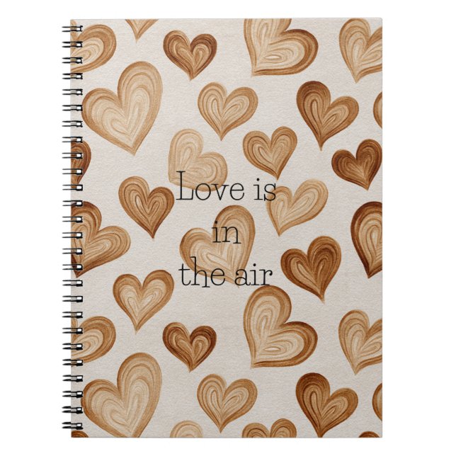 Cuaderno Rayas Corazones Crema Marrón (Frente)
