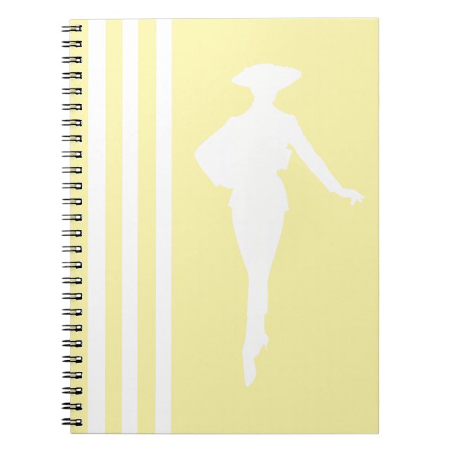 Cuaderno Rayas crema moderna con silueta de moda (Frente)