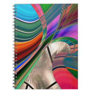 Cuaderno Rayas curvadas degradadas y rayas metálicas, sobre