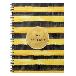 Cuaderno Rayas de abeja negras amarillas doradas