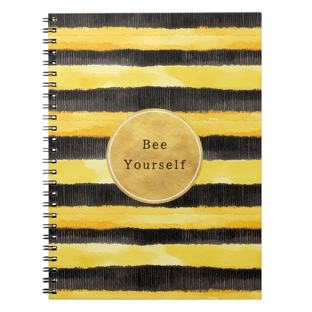 Cuaderno Rayas de abeja negras amarillas doradas (Frente)