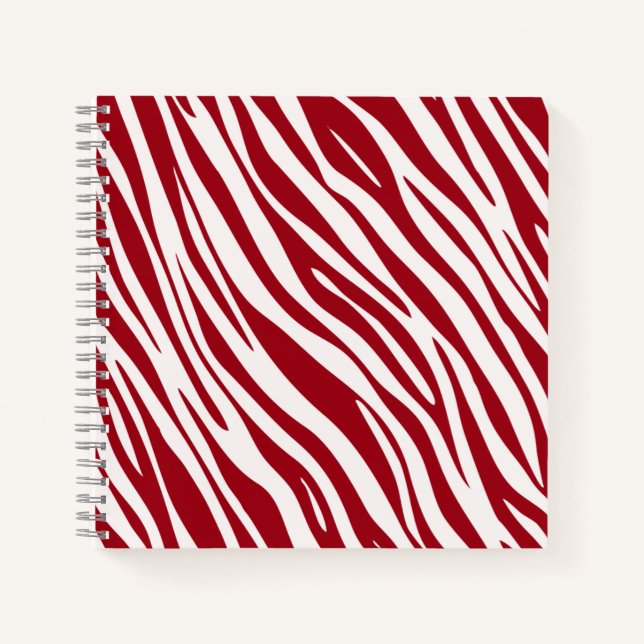 Cuaderno Rayas De Animal De Cebra Roja De Moda (Anverso)