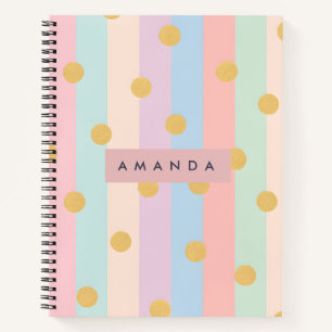 Cuaderno Rayas de Arcoíris Personalizadas con Puntos