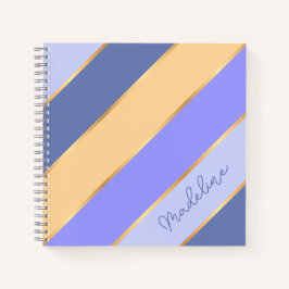 Cuaderno Rayas de arte violetas azules amarillas doradas pe