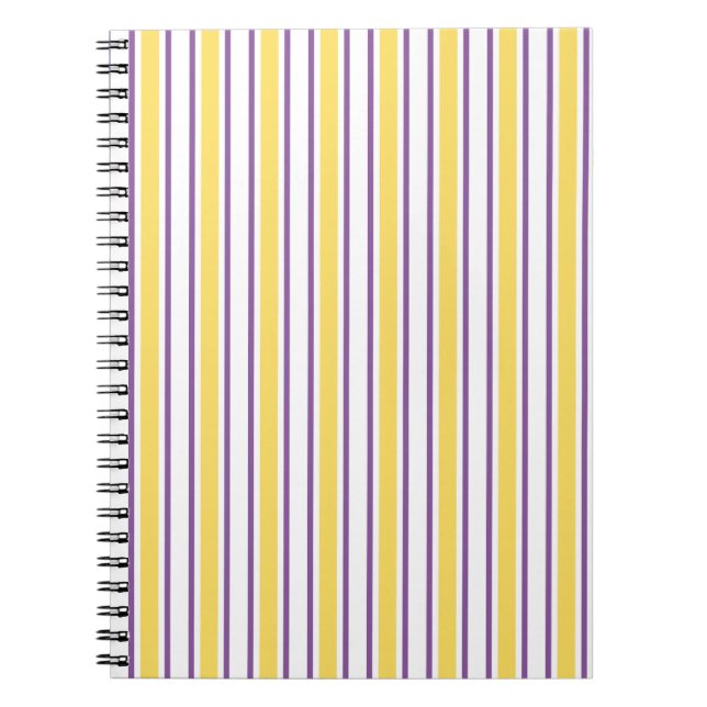 Cuaderno Rayas de caramelo amarillas, violetas y blancas (Frente)